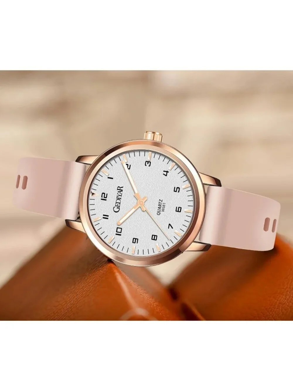 Women's Pink Analog Quartz Rubber Silicone Band Waterproof Casual Wrist Watch